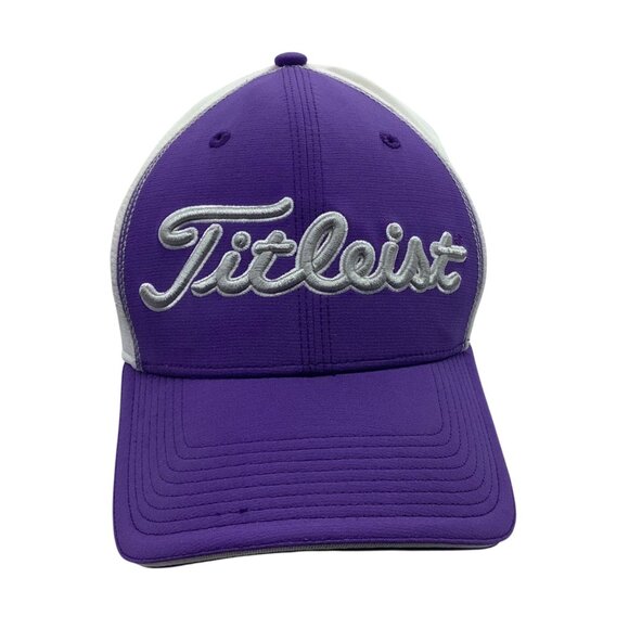 Titleist Flexfit Golf Baseball Cap Hat Purple White Men Size S / M - Picture 1 of 7